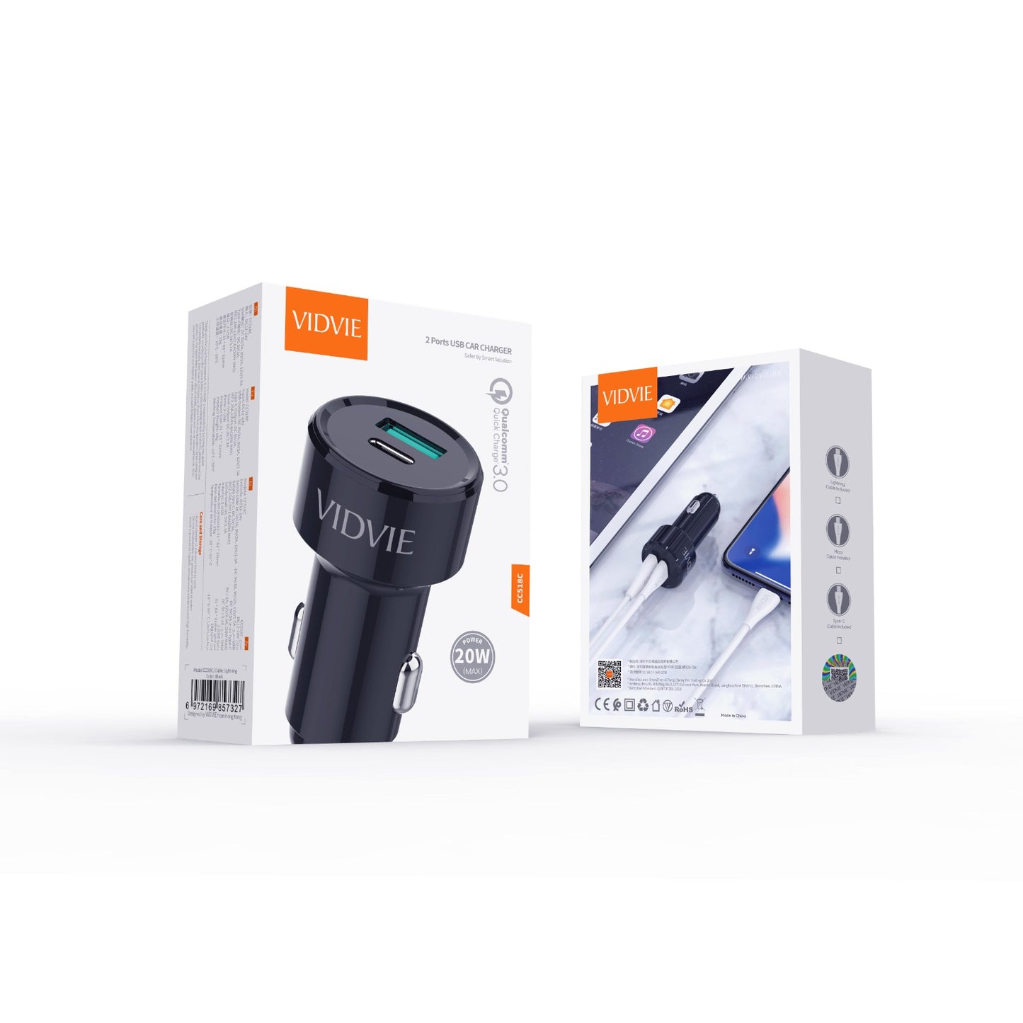 Cargador carga rapida para auto 20w con entrada Usb