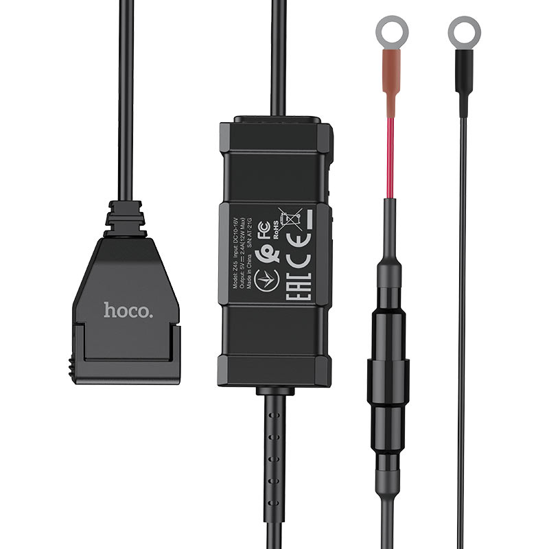 Cargador para moto, salida única USB 5V/2.4A impermeable, con correa de fijación al manillar de moto desmontable.