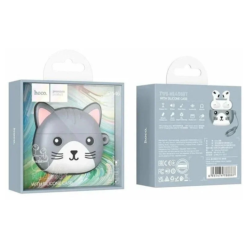 Audifonos Inalambricos Para Niños Gato Bluetooth Hoco Ew46 Color Gris